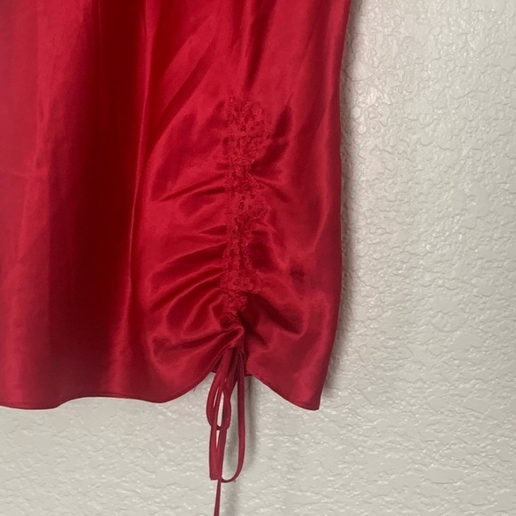 Victoria’s Secret | Red silky lace trim short lingerie size small - Picture 3 of 8